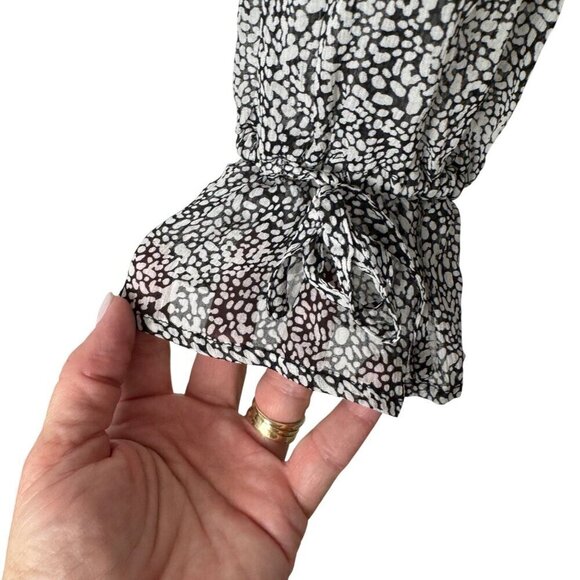 Anine Bing NEW Abigail 100% Silk Abstract Print Blouse Black White Small Sheer - Picture 5 of 12